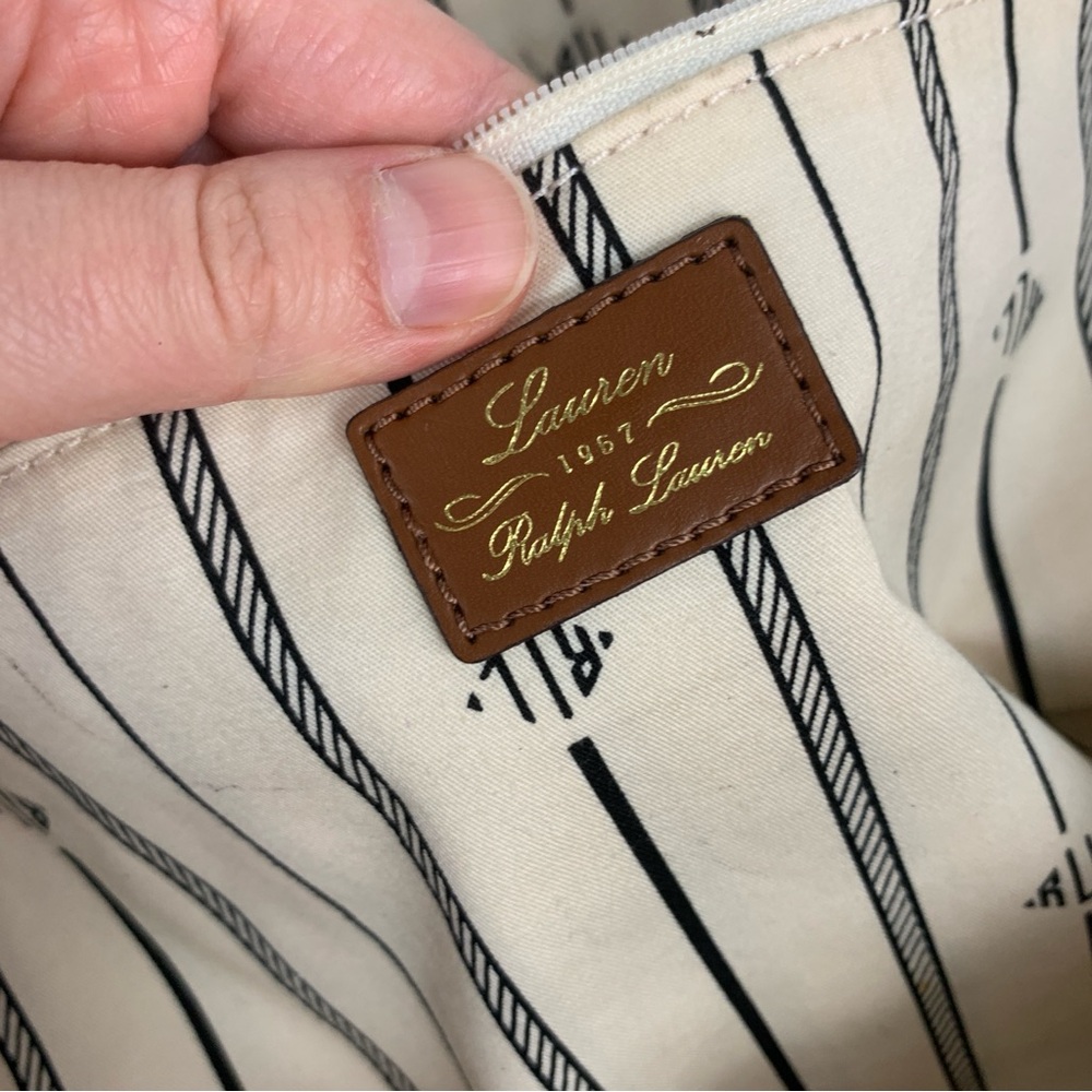 LAUREN RALPH LAUREN Horsebit Canvas Black and Brown Coated Canvas Tote Bag - Picture 11 of 16
